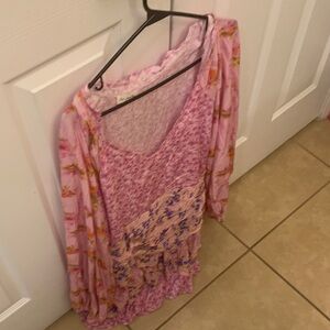 NWOT FOR LOVE BELL Floral Long Sleeve Dress - Pink